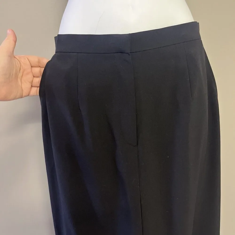 Talbots Women’s Black Stretch Mixed Blend Pleats Pockets Maxi Back Slit- Size 8